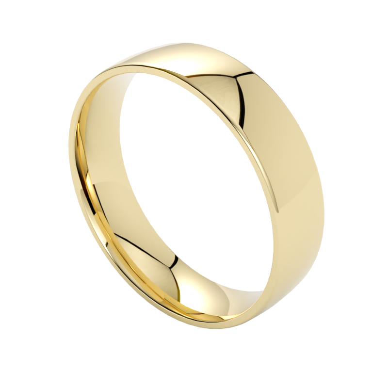 Półokrągła klasyczna obrączka ślubna z żółtego złota 750